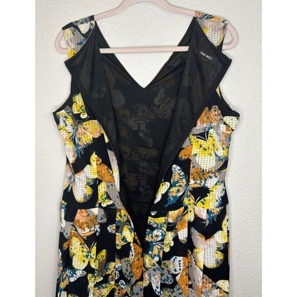 Nine West Dress‎ Size 12 Butterfly Sleeveless V Neck Drop Waist Short Pleated - Picture 7 of 11